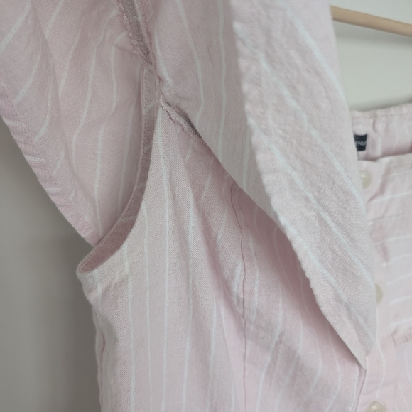 Saks Fifth Avenue Womens Size12 Linen Blend Dress Pink White Stripe Off Shoulder - Picture 7 of 8